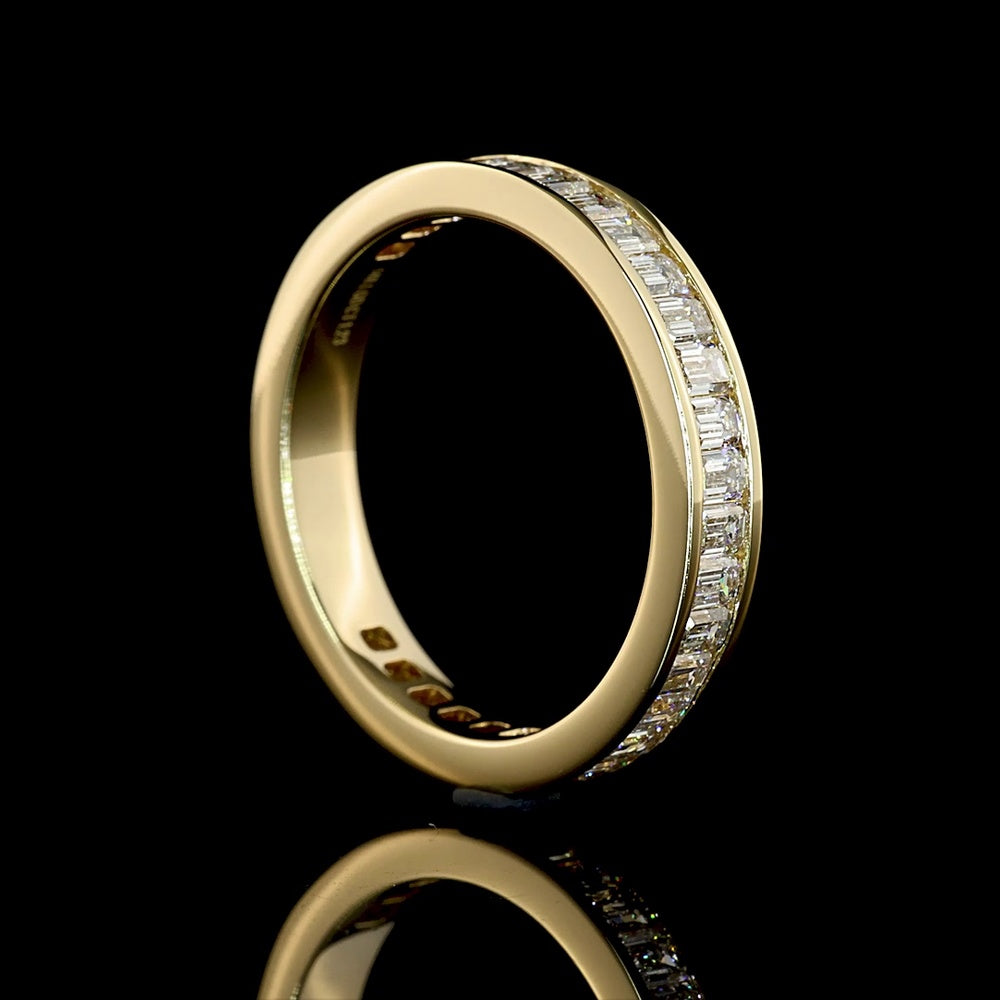 14K Yellow Gold Eternity Band with Channel Set Emerald Cut Lab Diamonds - 1.22 Carat Total Weight - Covaloro Fine Jewelry