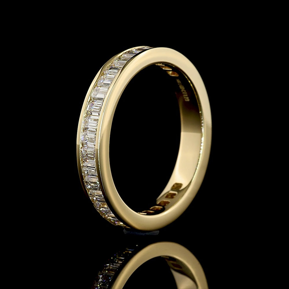 14K Yellow Gold Eternity Band with Channel Set Emerald Cut Lab Diamonds - 1.22 Carat Total Weight - Covaloro Fine Jewelry