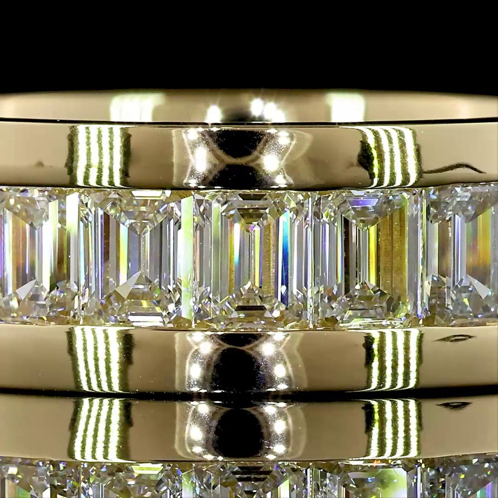 14K Yellow Gold Eternity Band with Channel Set Emerald Cut Lab Diamonds - 4.70 Carat Total Weight, E-F Color, VS1 Clarity - Covaloro Fine Jewelry
