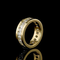 14K Yellow Gold Eternity Band with Channel Set Emerald Cut Lab Diamonds - 4.70 Carat Total Weight, E-F Color, VS1 Clarity - Covaloro Fine Jewelry