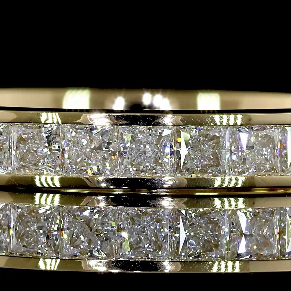 14K Yellow Gold Eternity Band with Channel Set Princess Cut Lab Diamonds - 1.58 Carats Total Diamond Weight - Covaloro Fine Jewelry