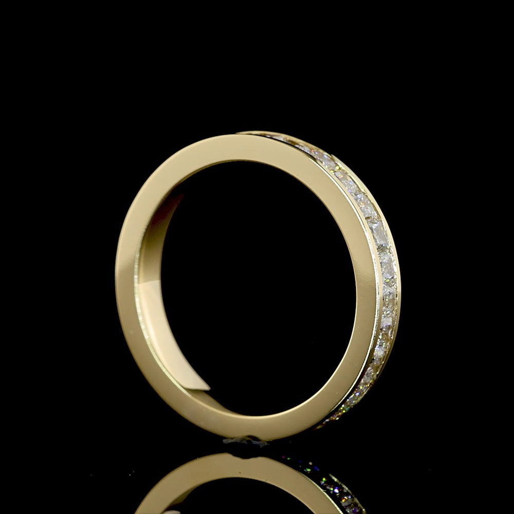 14K Yellow Gold Eternity Band with Channel Set Princess Cut Lab Diamonds - 1.58 Carats Total Diamond Weight - Covaloro Fine Jewelry