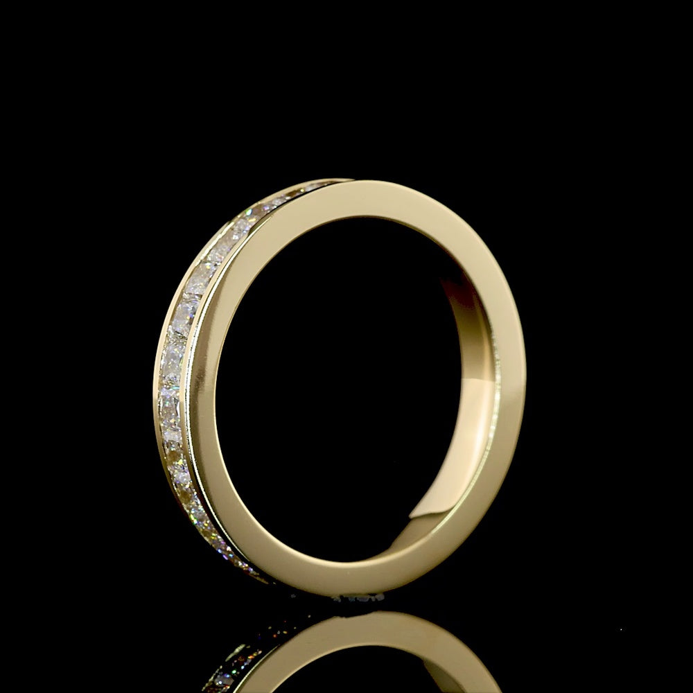 14K Yellow Gold Eternity Band with Channel Set Princess Cut Lab Diamonds - 1.58 Carats Total Diamond Weight - Covaloro Fine Jewelry