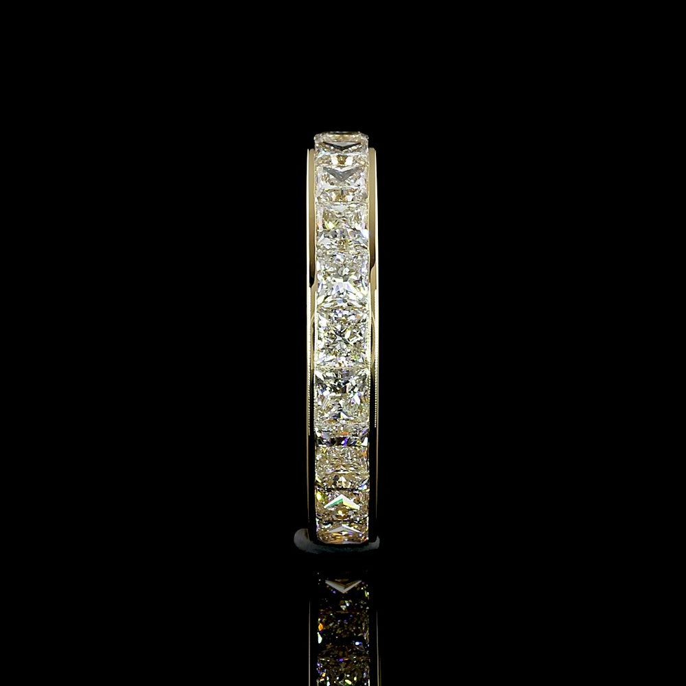 14K Yellow Gold Eternity Band with Channel Set Princess Cut Lab Diamonds - 3.15 Carat Total Diamond Weight - Covaloro Fine Jewelry