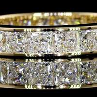 14K Yellow Gold Eternity Band with Channel Set Princess Cut Lab Diamonds - 3.15 Carat Total Diamond Weight - Covaloro Fine Jewelry