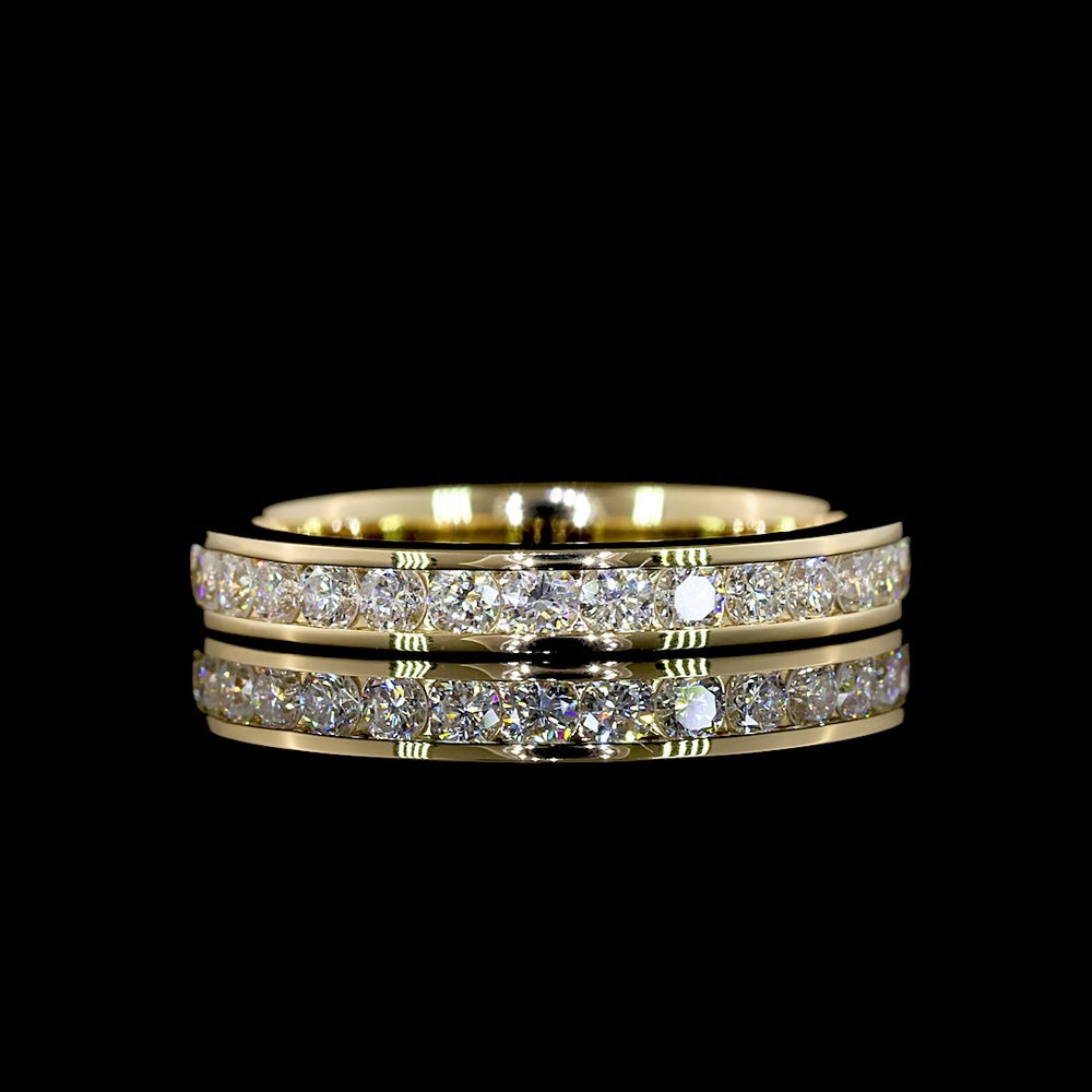 14K Yellow Gold Eternity Band with Channel Set Round Brilliant Cut Lab Diamonds - 0.99 Carat Total Weight - Covaloro Fine Jewelry