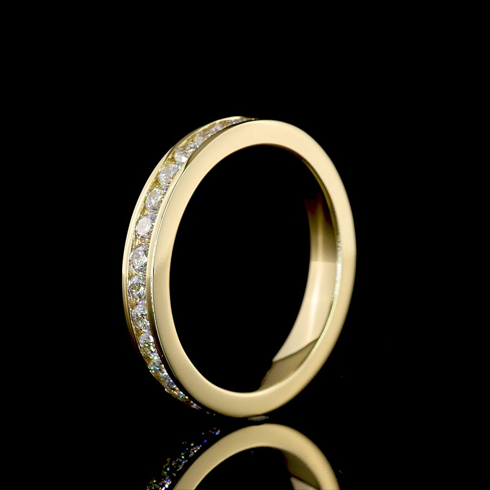 14K Yellow Gold Eternity Band with Channel Set Round Brilliant Cut Lab Diamonds - 0.99 Carat Total Weight - Covaloro Fine Jewelry