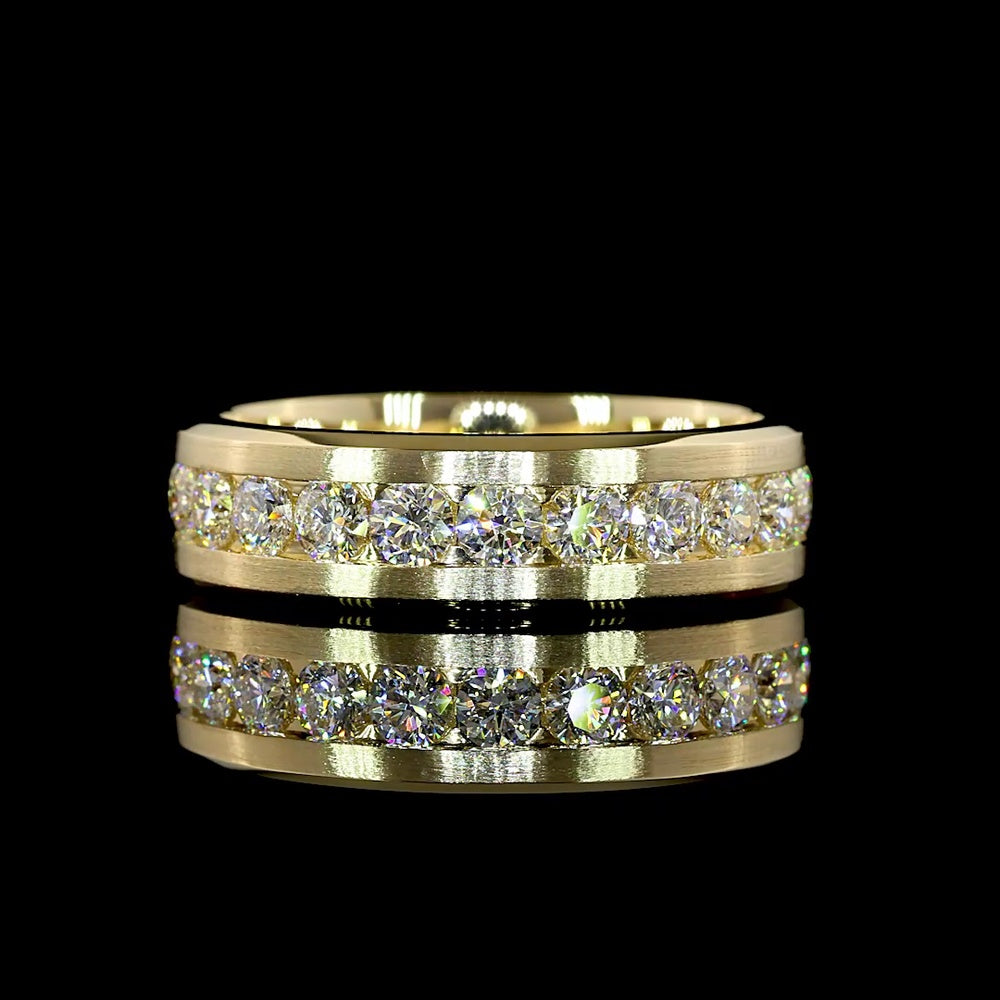 14K Yellow Gold Eternity Band with Channel Set Round Lab Diamonds - 3.42 Carat Total Weight - Covaloro Fine Jewelry