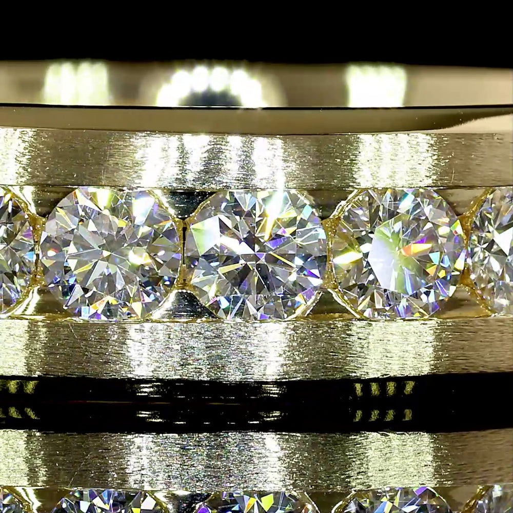 14K Yellow Gold Eternity Band with Channel Set Round Lab Diamonds - 3.42 Carat Total Weight - Covaloro Fine Jewelry