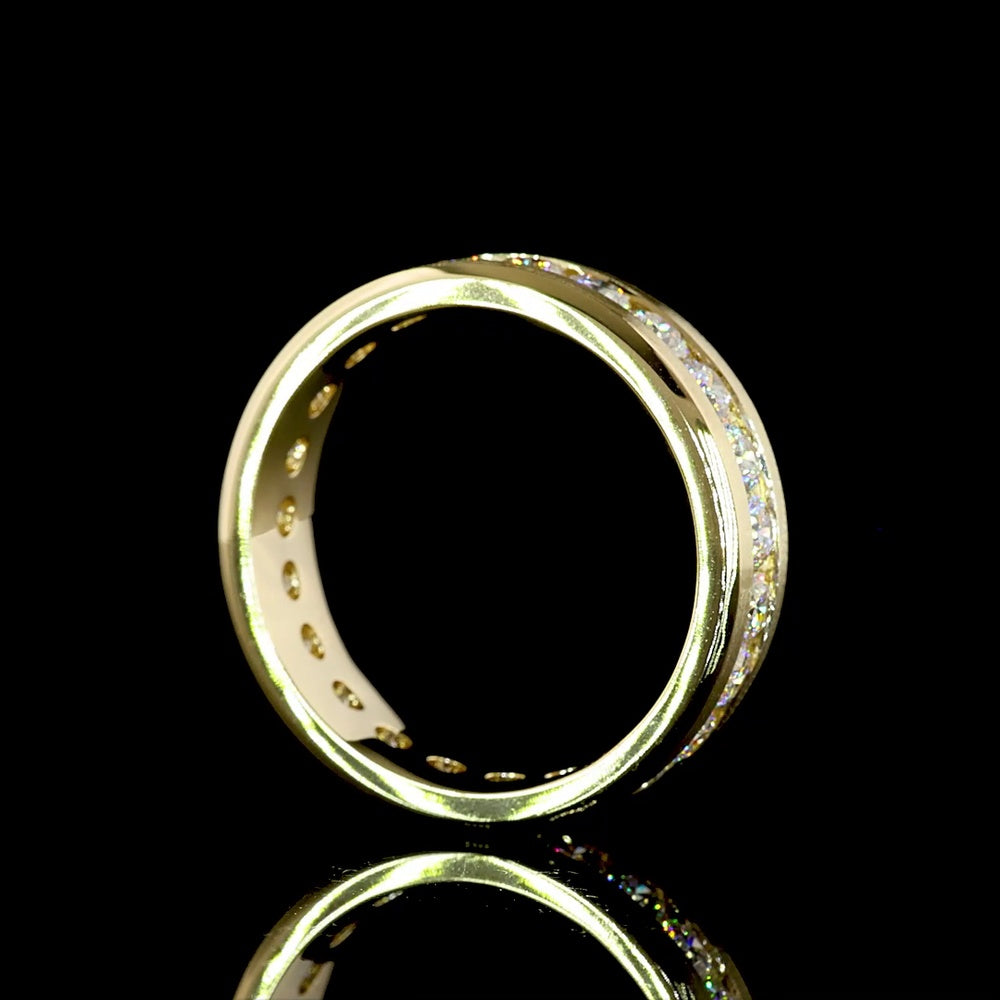 14K Yellow Gold Eternity Band with Channel Set Round Lab Diamonds - 3.42 Carat Total Weight - Covaloro Fine Jewelry