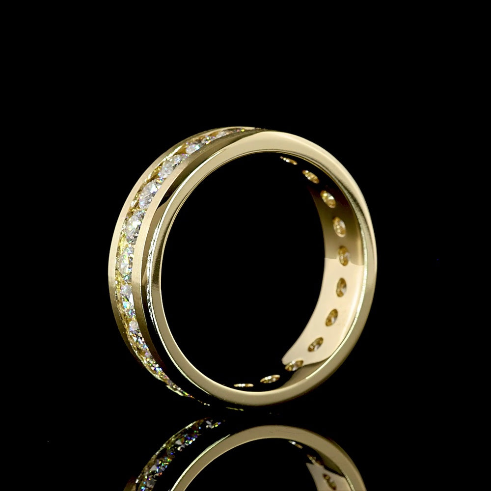 14K Yellow Gold Eternity Band with Channel Set Round Lab Diamonds - 3.42 Carat Total Weight - Covaloro Fine Jewelry