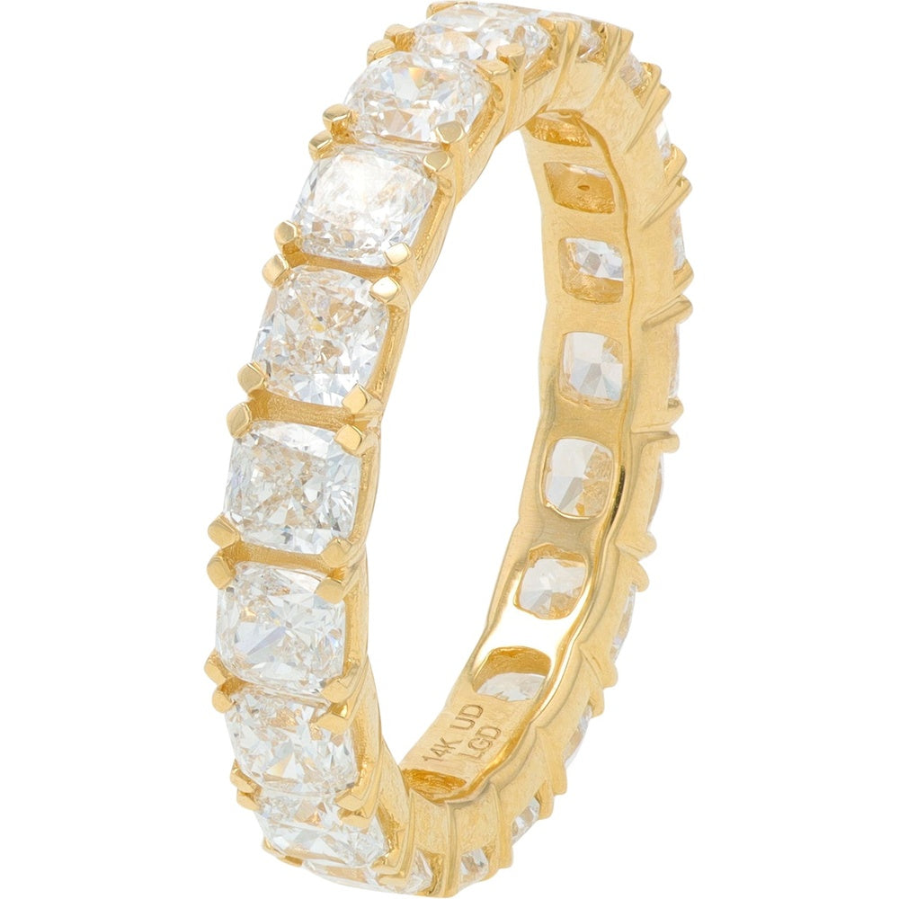 14K Yellow Gold Eternity Band with Cushion Cut Lab Grown Diamonds - 4.00 Carat Total Diamond Weight