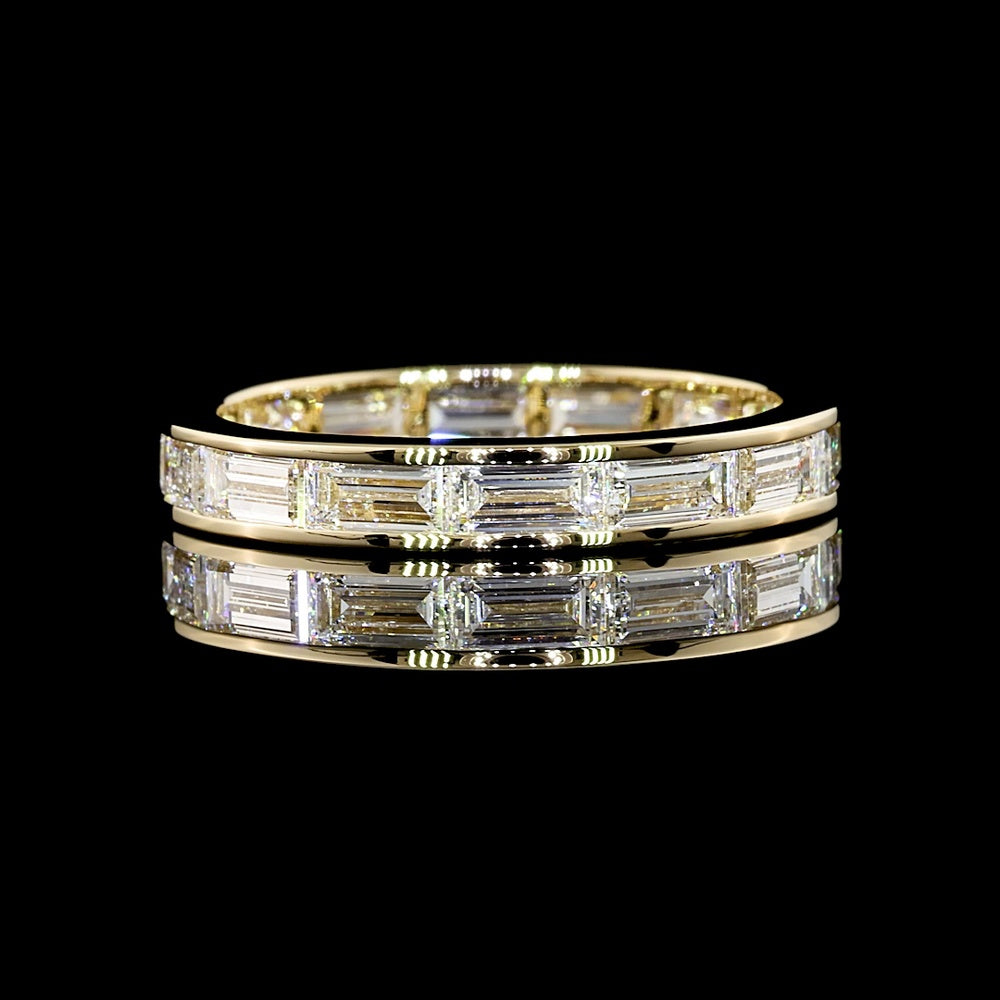 14K Yellow Gold Eternity Band with East-West Channel Set Baguette Cut Lab Diamonds - 1.94 Carat Total Diamond Weight - Covaloro Fine Jewelry