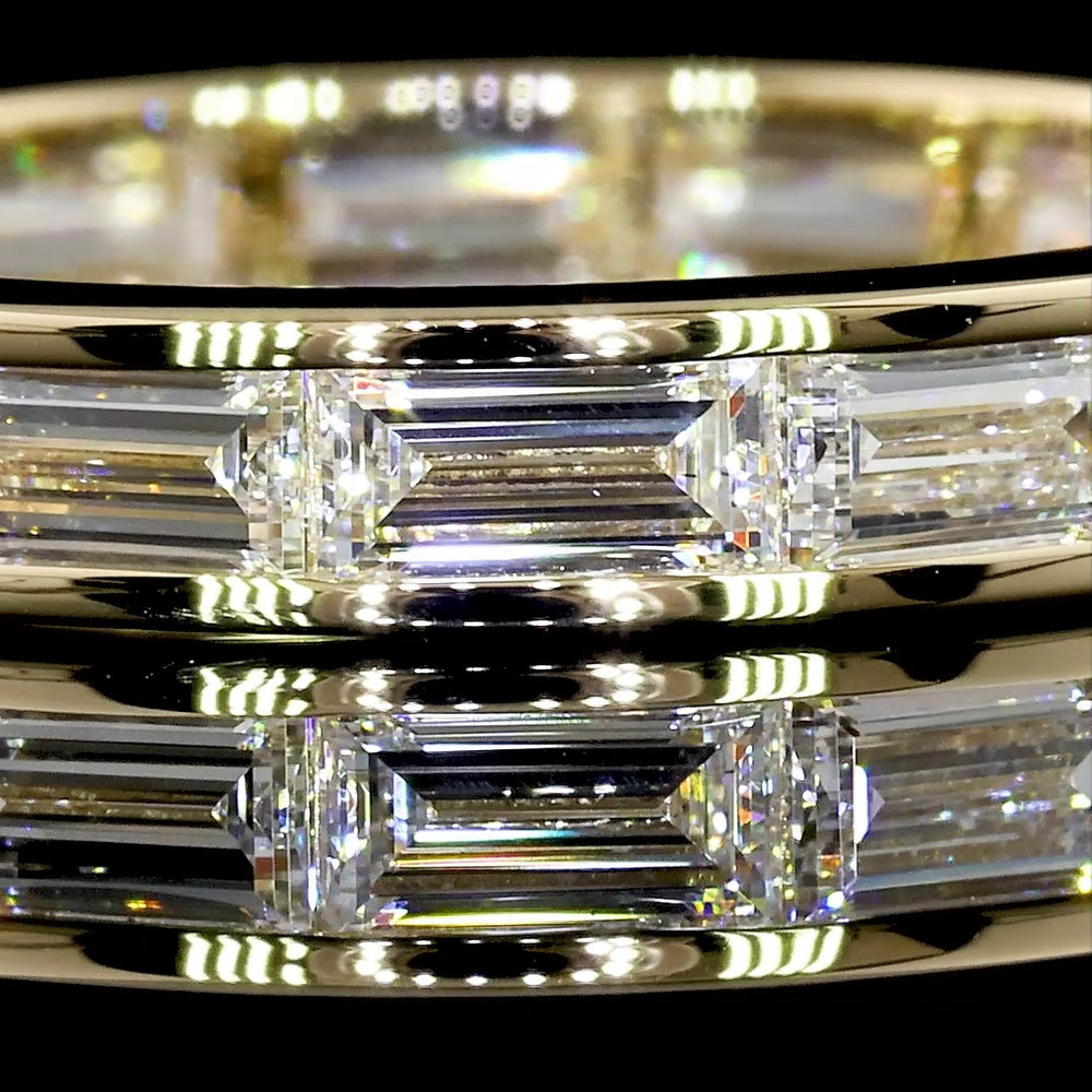 14K Yellow Gold Eternity Band with East-West Channel Set Baguette Cut Lab Diamonds - 1.94 Carat Total Diamond Weight - Covaloro Fine Jewelry