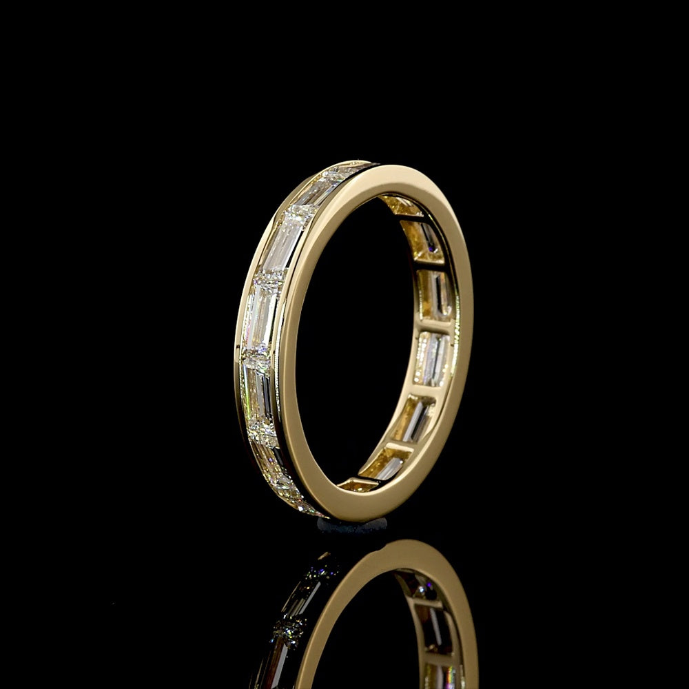 14K Yellow Gold Eternity Band with East-West Channel Set Baguette Cut Lab Diamonds - 1.94 Carat Total Diamond Weight - Covaloro Fine Jewelry