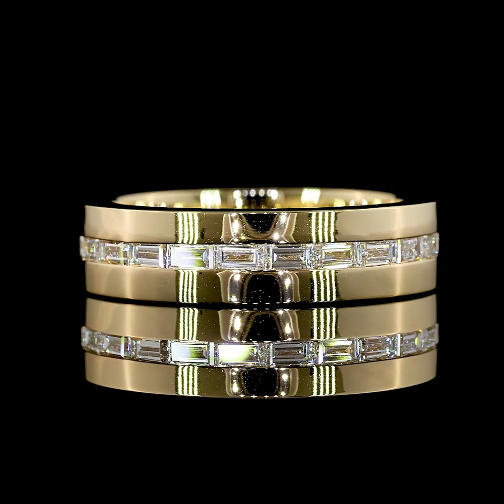14K Yellow Gold Eternity Band with East-West Channel Set Baguette Lab Diamonds - 1.33 Carat Total Weight - Covaloro Fine Jewelry
