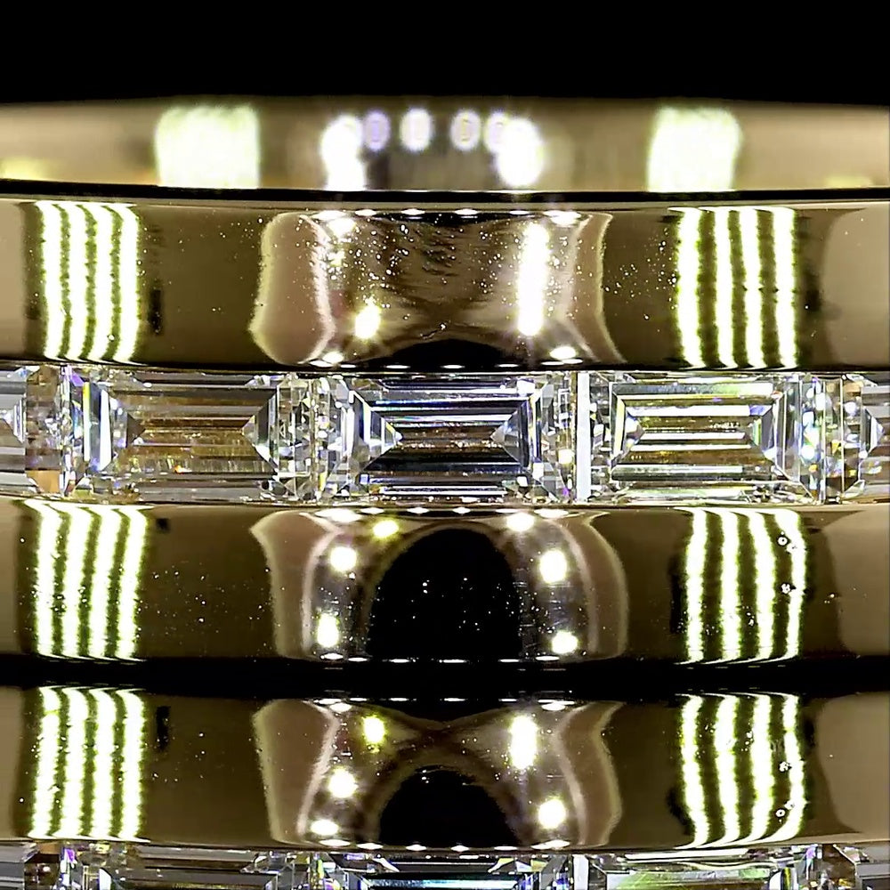 14K Yellow Gold Eternity Band with East-West Channel Set Baguette Lab Diamonds - 1.33 Carat Total Weight - Covaloro Fine Jewelry