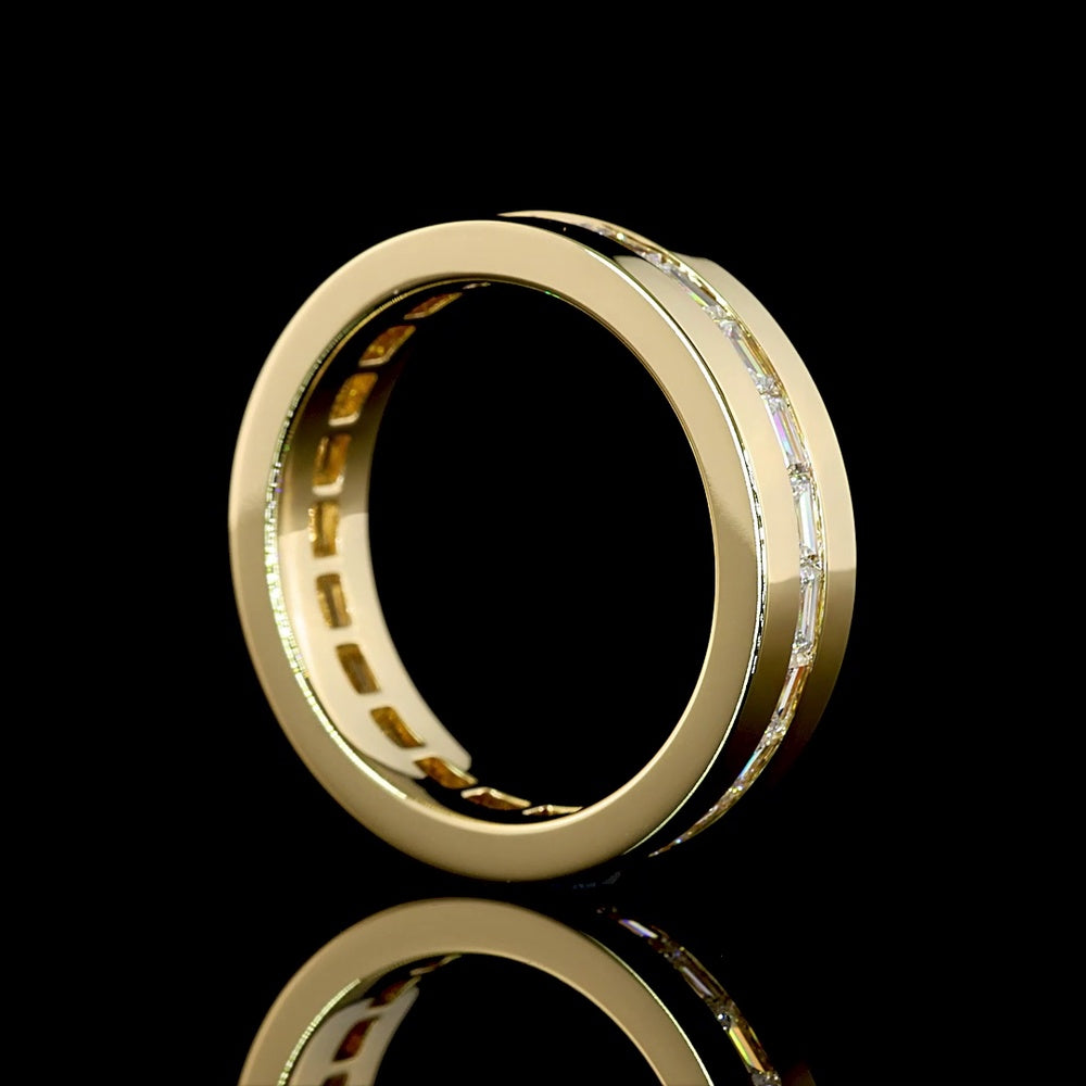 14K Yellow Gold Eternity Band with East-West Channel Set Baguette Lab Diamonds - 1.33 Carat Total Weight - Covaloro Fine Jewelry