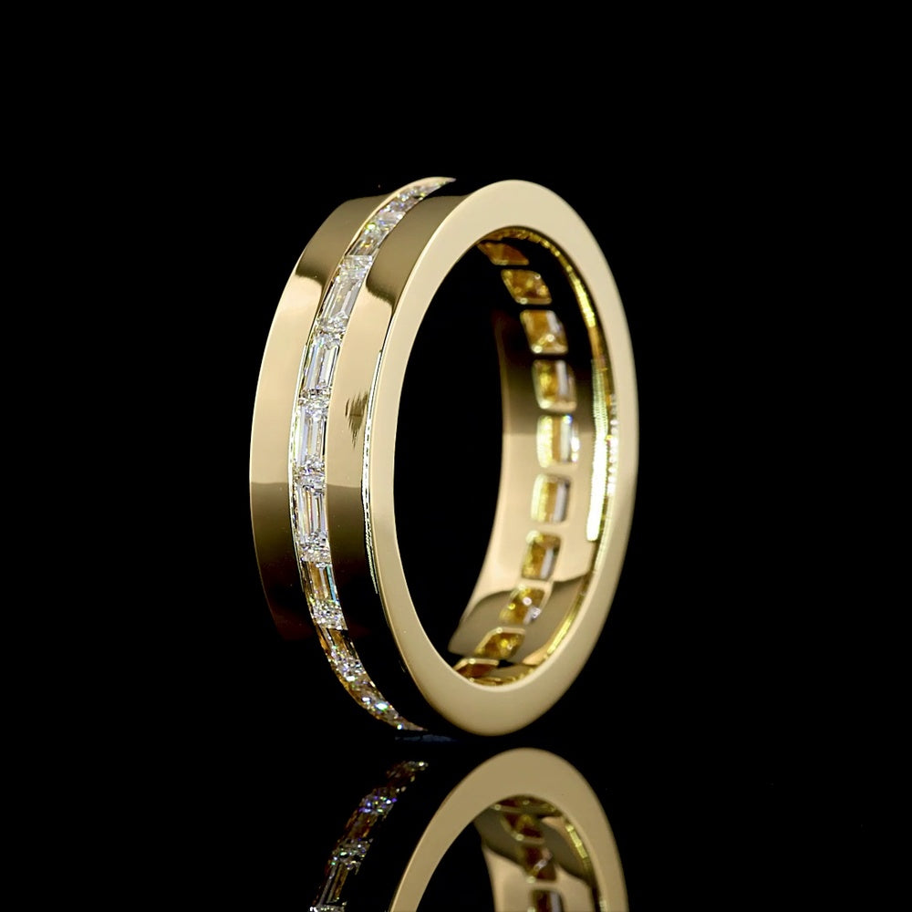 14K Yellow Gold Eternity Band with East-West Channel Set Baguette Lab Diamonds - 1.33 Carat Total Weight - Covaloro Fine Jewelry