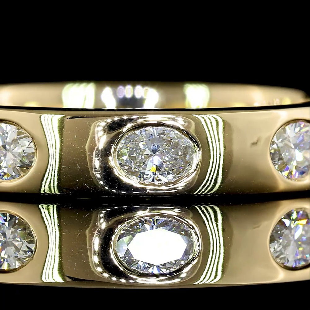 14K Yellow Gold Eternity Band with East-West Flush Set Oval Lab Grown Diamonds - 0.69 Carat Total Weight - Covaloro Fine Jewelry