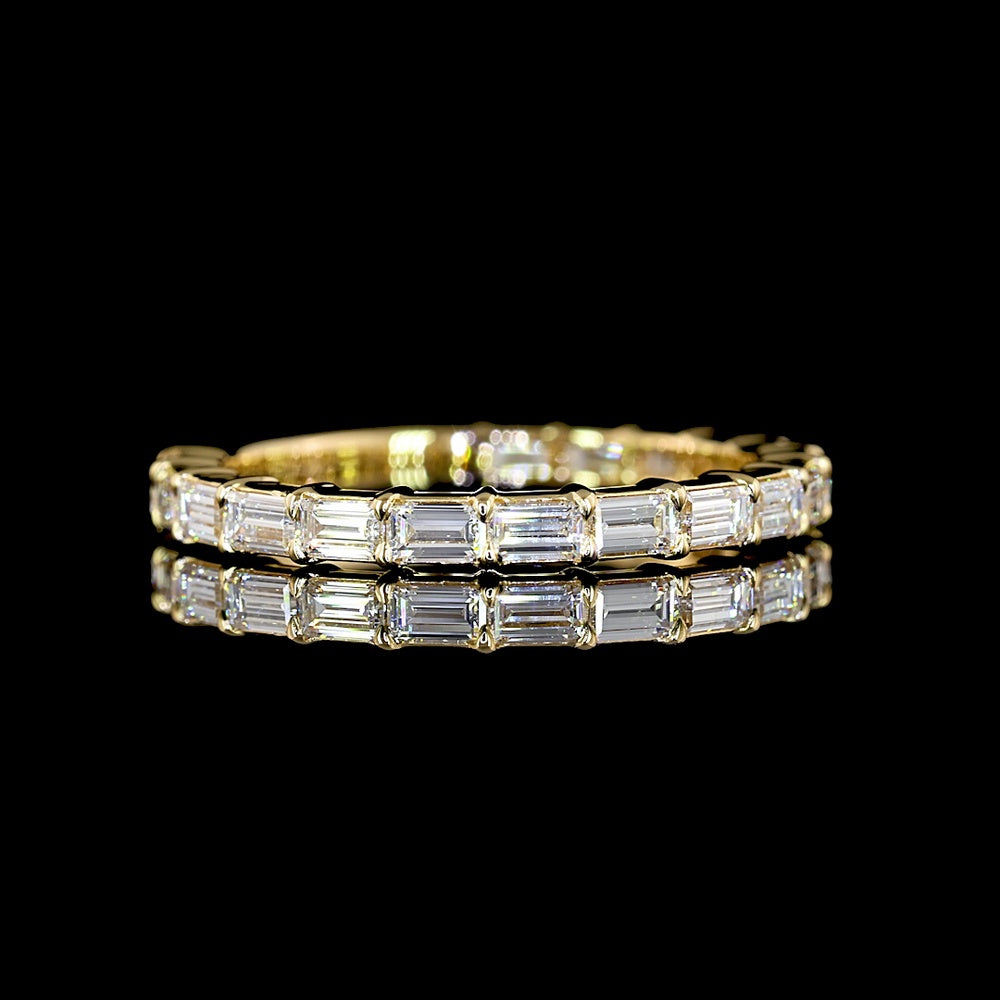 14K Yellow Gold Eternity Band with East-West Half Bezel Set Radiant Cut Lab Diamonds - 2.07 Carats Total Diamond Weight - Covaloro Fine Jewelry