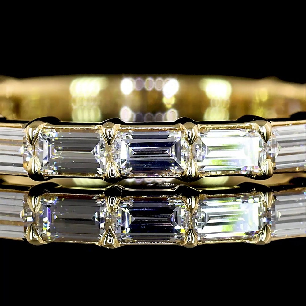 14K Yellow Gold Eternity Band with East-West Half Bezel Set Radiant Cut Lab Diamonds - 2.07 Carats Total Diamond Weight - Covaloro Fine Jewelry