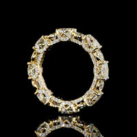 14K Yellow Gold Eternity Band with East-West Oval and Round Lab Diamonds - 3.86 Carats Total Diamond Weight, E-F Color VS1 Clarity - Covaloro Fine Jewelry