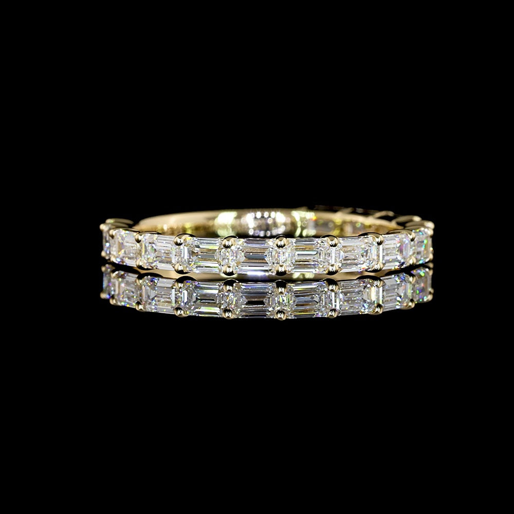 14K Yellow Gold ¾ Eternity Band with East-West Prong Set Emerald Cut Lab Diamonds - 1.23 Carat Total Diamond Weight - Covaloro Fine Jewelry