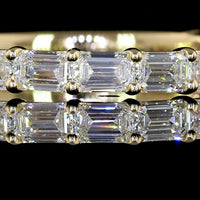 14K Yellow Gold ¾ Eternity Band with East-West Prong Set Emerald Cut Lab Diamonds - 1.23 Carat Total Diamond Weight - Covaloro Fine Jewelry