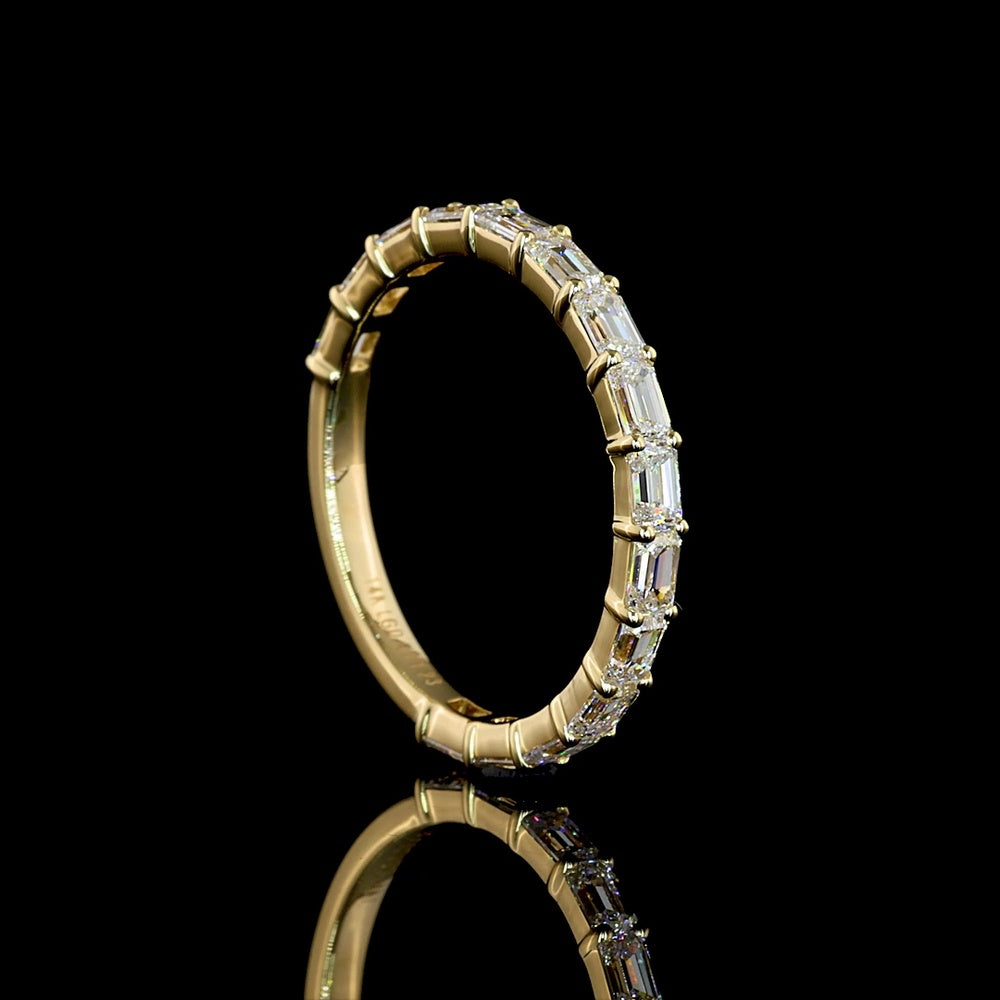 14K Yellow Gold ¾ Eternity Band with East-West Prong Set Emerald Cut Lab Diamonds - 1.23 Carat Total Diamond Weight - Covaloro Fine Jewelry