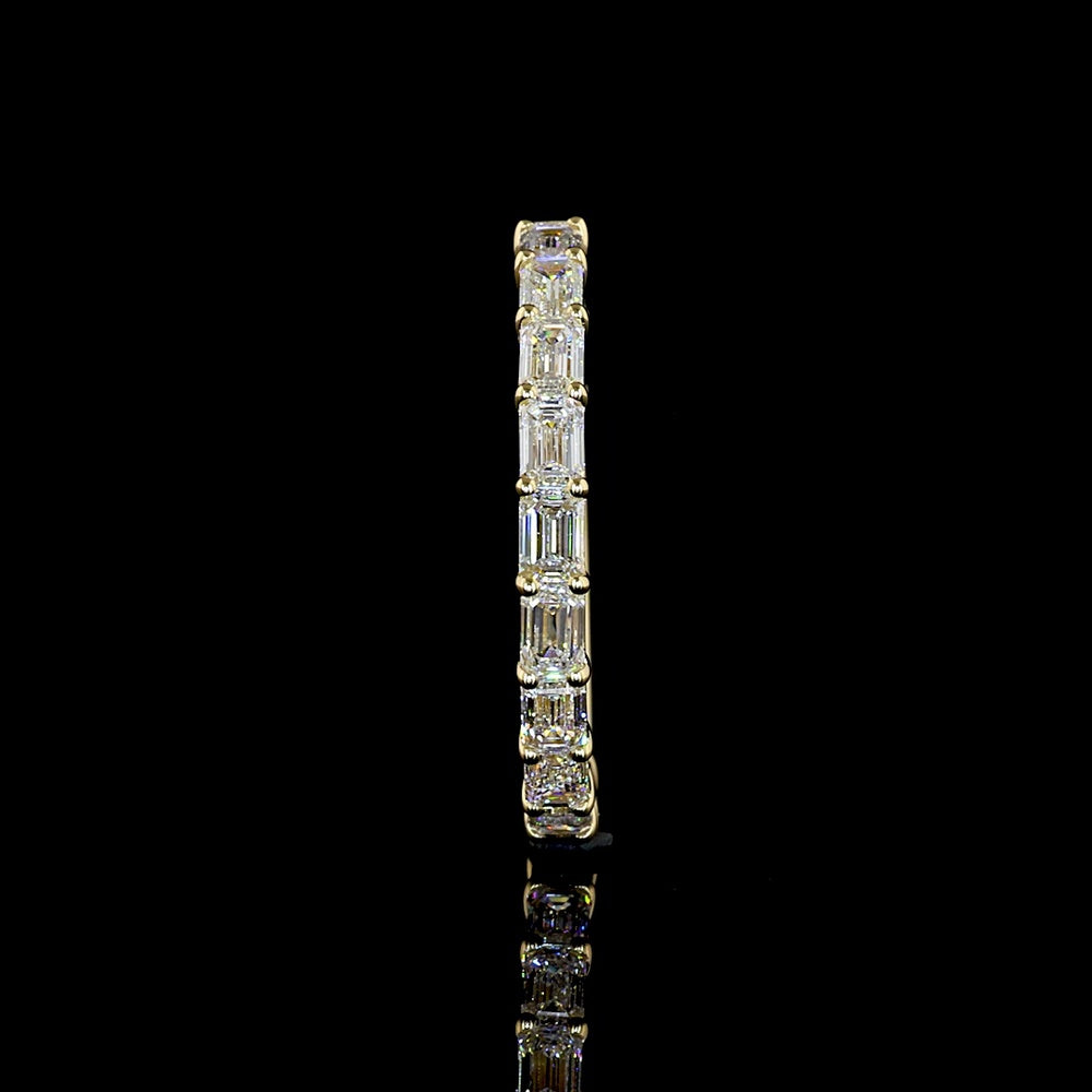 14K Yellow Gold ¾ Eternity Band with East-West Prong Set Emerald Cut Lab Diamonds - 1.23 Carat Total Diamond Weight - Covaloro Fine Jewelry