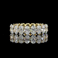14K Yellow Gold Eternity Band with East-West Prong Set Oval Cut Lab Diamonds - 3.61 Carat Total Weight (19 Stones, E-F Color, VS1 Clarity) - Covaloro Fine Jewelry