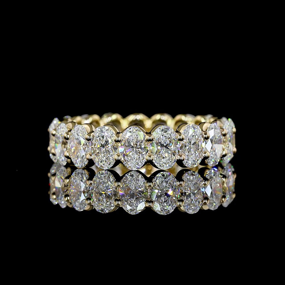 14K Yellow Gold Eternity Band with East-West Prong Set Oval Cut Lab Diamonds - 3.61 Carat Total Weight (19 Stones, E-F Color, VS1 Clarity) - Covaloro Fine Jewelry