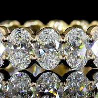 14K Yellow Gold Eternity Band with East-West Prong Set Oval Cut Lab Diamonds - 3.61 Carat Total Weight (19 Stones, E-F Color, VS1 Clarity) - Covaloro Fine Jewelry