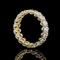 14K Yellow Gold Eternity Band with East-West Prong Set Oval Cut Lab Diamonds - 3.61 Carat Total Weight (19 Stones, E-F Color, VS1 Clarity) - Covaloro Fine Jewelry