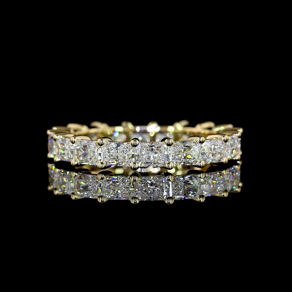 14K Yellow Gold Eternity Band with East-West Prong Set Radiant Cut Lab Diamonds - 2.08 Carats Total Diamond Weight - Covaloro Fine Jewelry