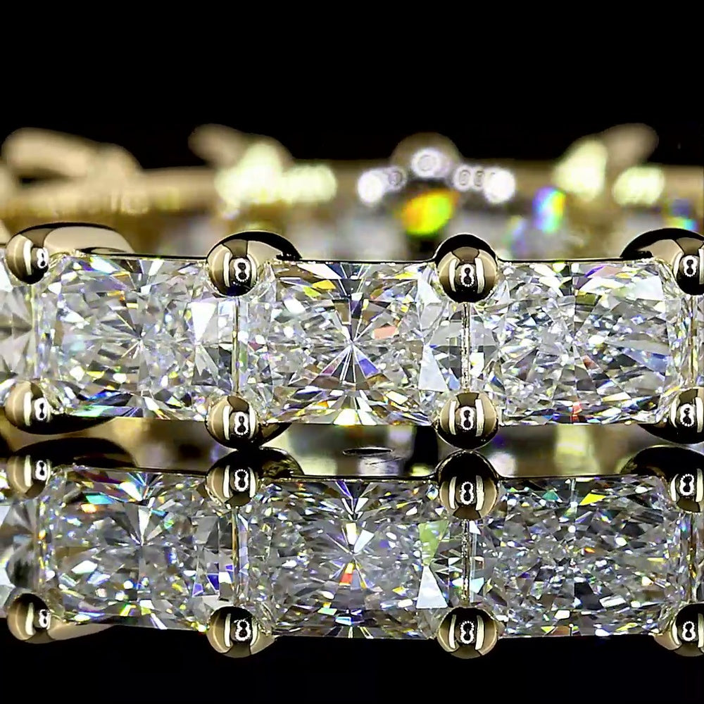 14K Yellow Gold Eternity Band with East-West Prong Set Radiant Cut Lab Diamonds - 2.08 Carats Total Diamond Weight - Covaloro Fine Jewelry