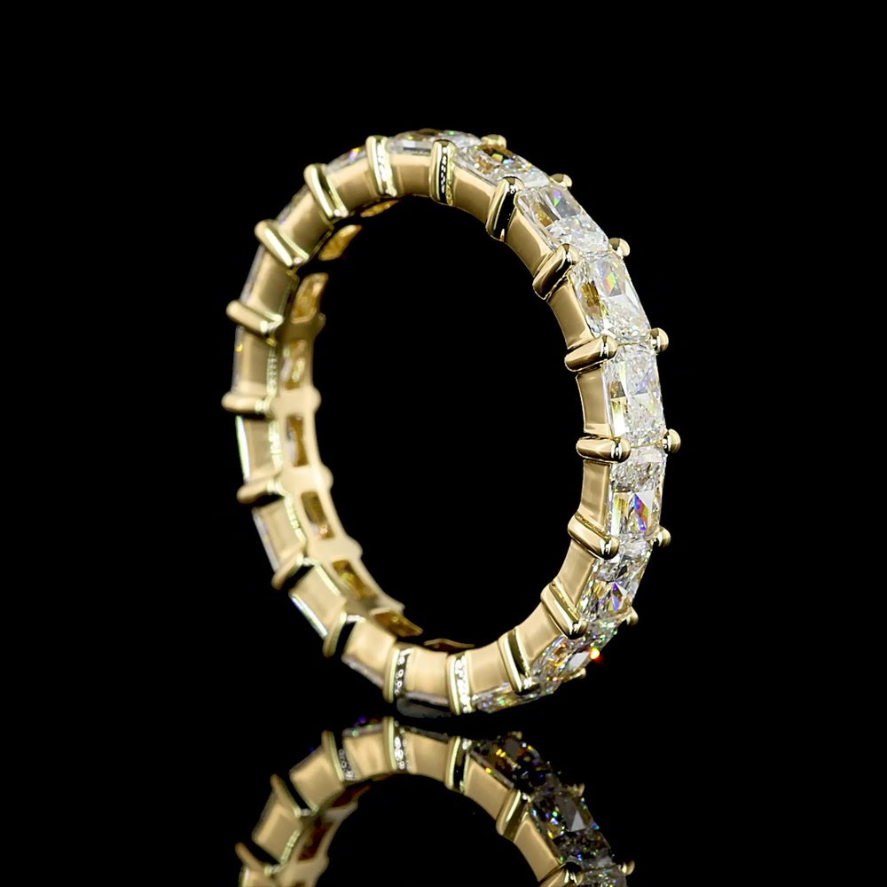 14K Yellow Gold Eternity Band with East-West Prong Set Radiant Cut Lab Diamonds - 2.08 Carats Total Diamond Weight - Covaloro Fine Jewelry