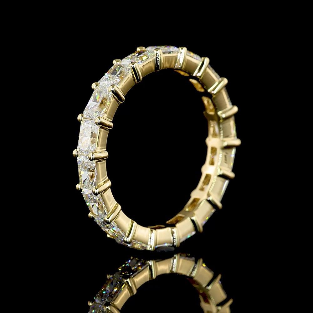 14K Yellow Gold Eternity Band with East-West Prong Set Radiant Cut Lab Diamonds - 2.08 Carats Total Diamond Weight - Covaloro Fine Jewelry