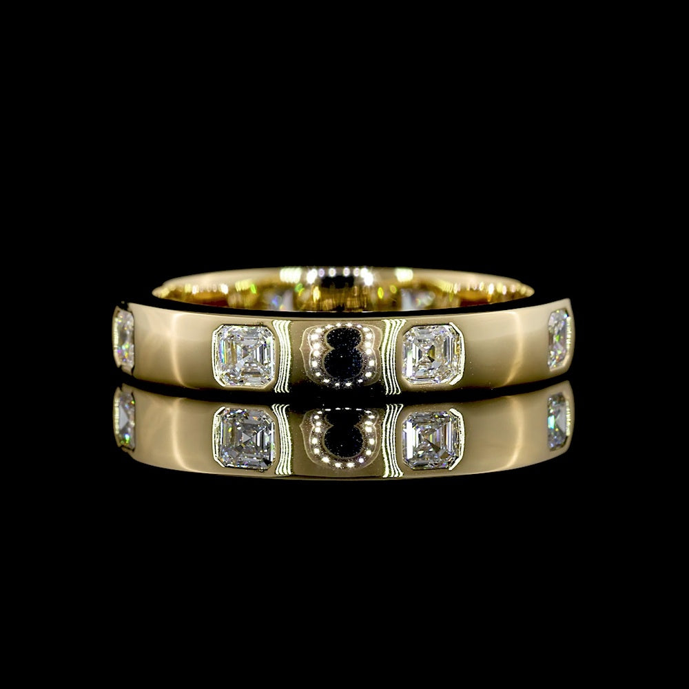 14K Yellow Gold Eternity Band with Flush-Set Asscher Cut Lab Diamonds - 0.83 Carat Total Weight, E-F Color, VS Clarity - Covaloro Fine Jewelry