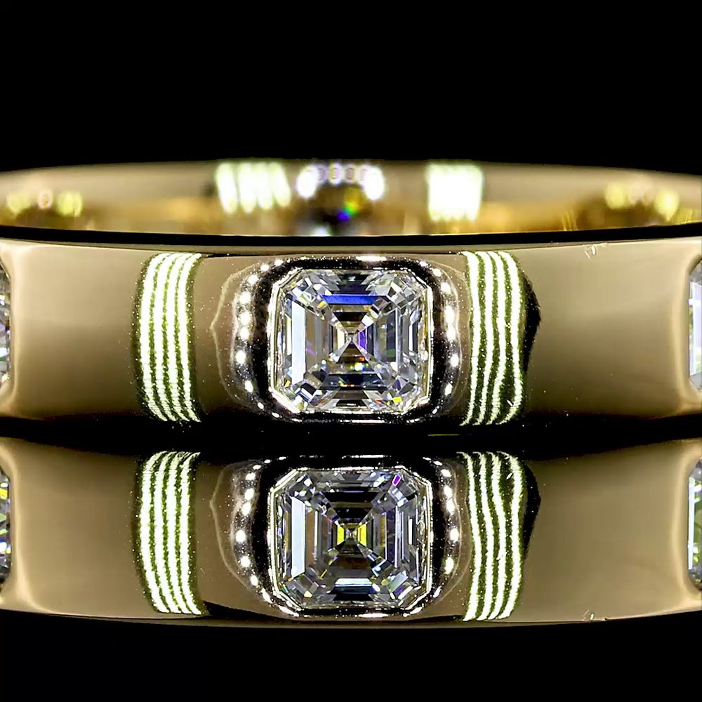 14K Yellow Gold Eternity Band with Flush-Set Asscher Cut Lab Diamonds - 0.83 Carat Total Weight, E-F Color, VS Clarity - Covaloro Fine Jewelry