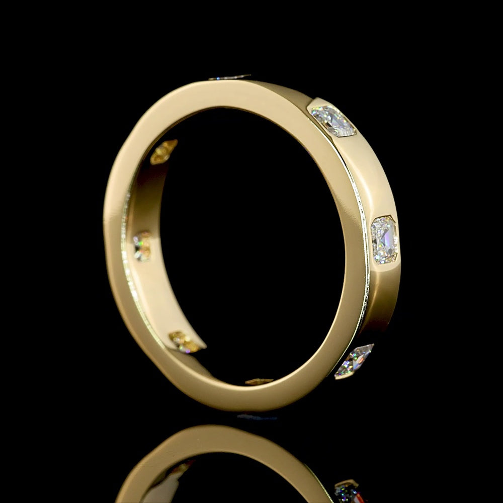 14K Yellow Gold Eternity Band with Flush-Set Asscher Cut Lab Diamonds - 0.83 Carat Total Weight, E-F Color, VS Clarity - Covaloro Fine Jewelry