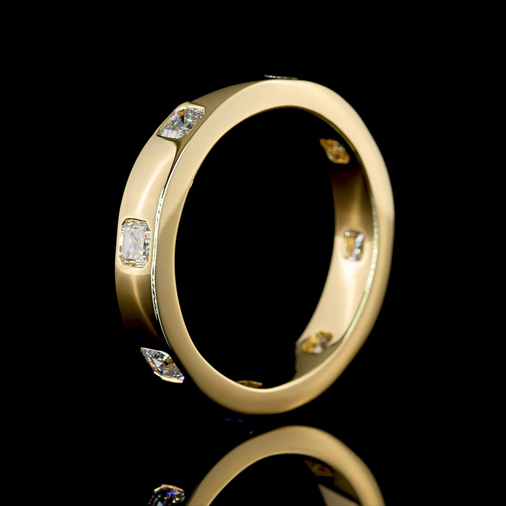 14K Yellow Gold Eternity Band with Flush-Set Asscher Cut Lab Diamonds - 0.83 Carat Total Weight, E-F Color, VS Clarity - Covaloro Fine Jewelry