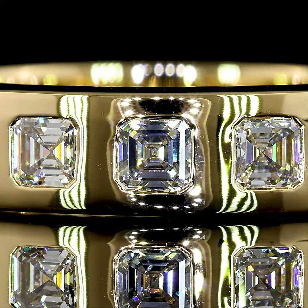 14K Yellow Gold Eternity Band with Flush Set Asscher Cut Lab Diamonds - 3.58 Carat Total Diamond Weight - Covaloro Fine Jewelry