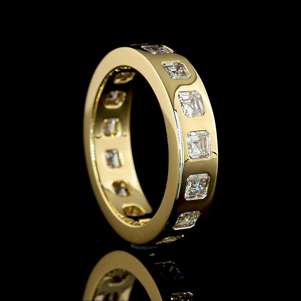 14K Yellow Gold Eternity Band with Flush Set Asscher Cut Lab Diamonds - 3.58 Carat Total Diamond Weight - Covaloro Fine Jewelry