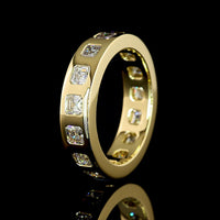 14K Yellow Gold Eternity Band with Flush Set Asscher Cut Lab Diamonds - 3.58 Carat Total Diamond Weight - Covaloro Fine Jewelry
