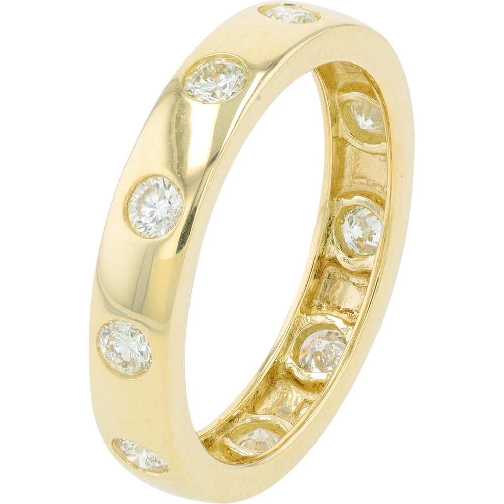 14K Yellow Gold Eternity Band with Flush-Set Round Brilliant Diamonds - 0.85 Carat Total Diamond Weight