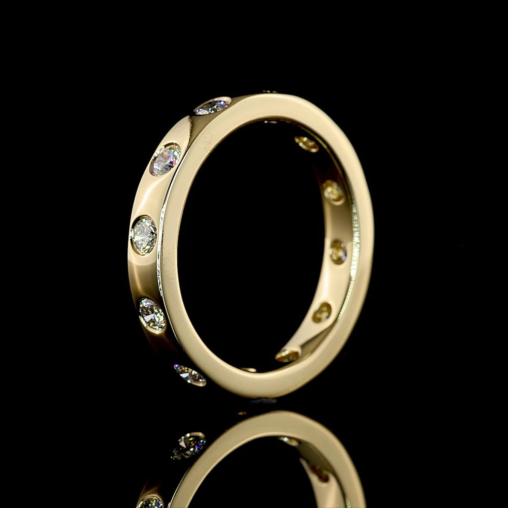 14K Yellow Gold Eternity Band with Flush Set Round Lab Diamonds - 0.71 Carat Total Diamond Weight - Covaloro Fine Jewelry