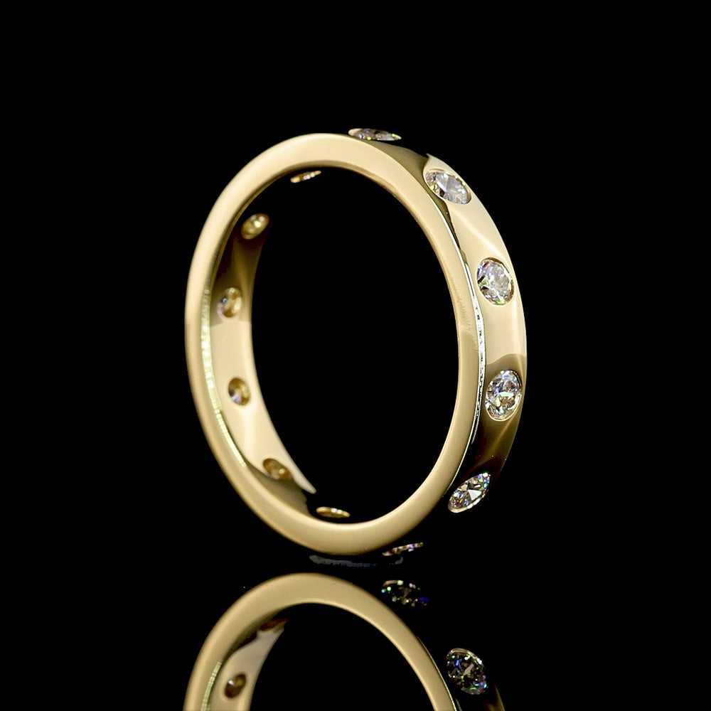 14K Yellow Gold Eternity Band with Flush Set Round Lab Diamonds - 0.73 Carat Total Weight, 12 Stones, E-F Color VS1 Clarity - Covaloro Fine Jewelry