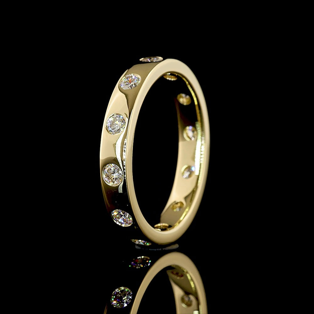 14K Yellow Gold Eternity Band with Flush Set Round Lab Diamonds - 0.73 Carat Total Weight, 12 Stones, E-F Color VS1 Clarity - Covaloro Fine Jewelry